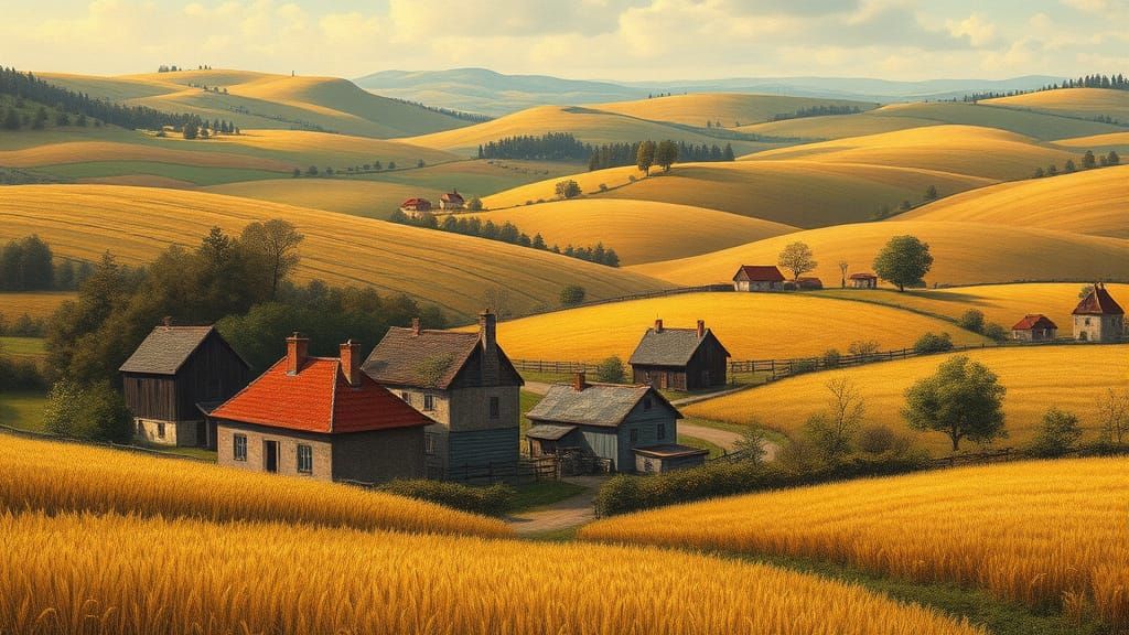 Ukrainian Village in the Style of Shishkin