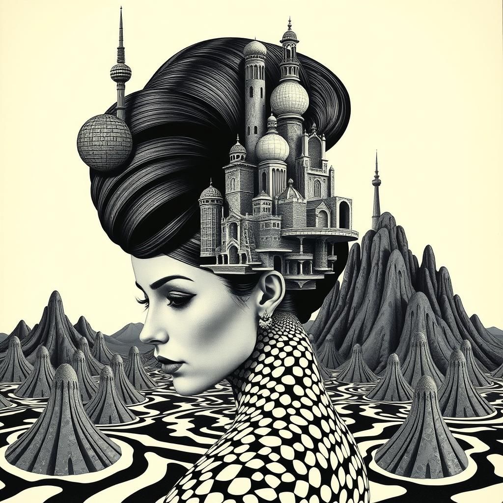 Impossible Geometry Hairdo in Retro-Futuristic Style