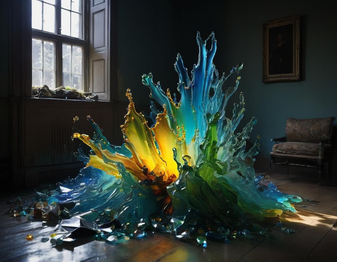 Figurative Molten Glass and Fabric Composition