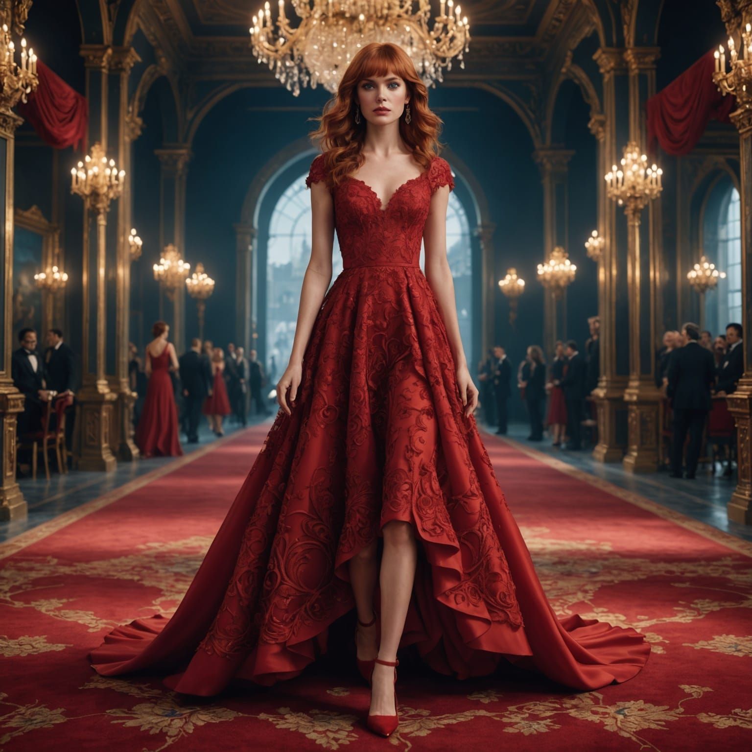 Red Carpet Glamour in a Fantastical Setting