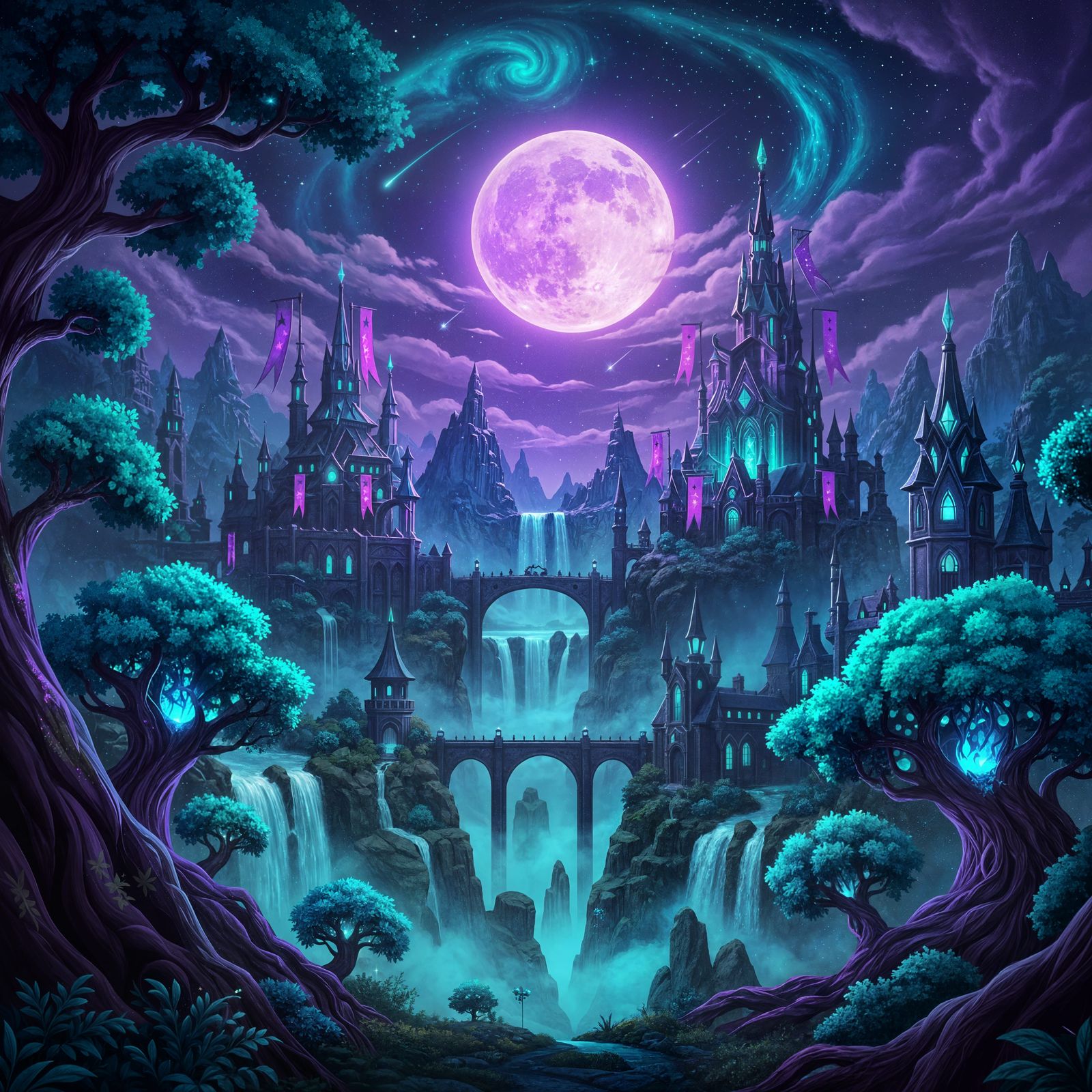 Fantasy Kingdom in Purple and Turquoise Palette
