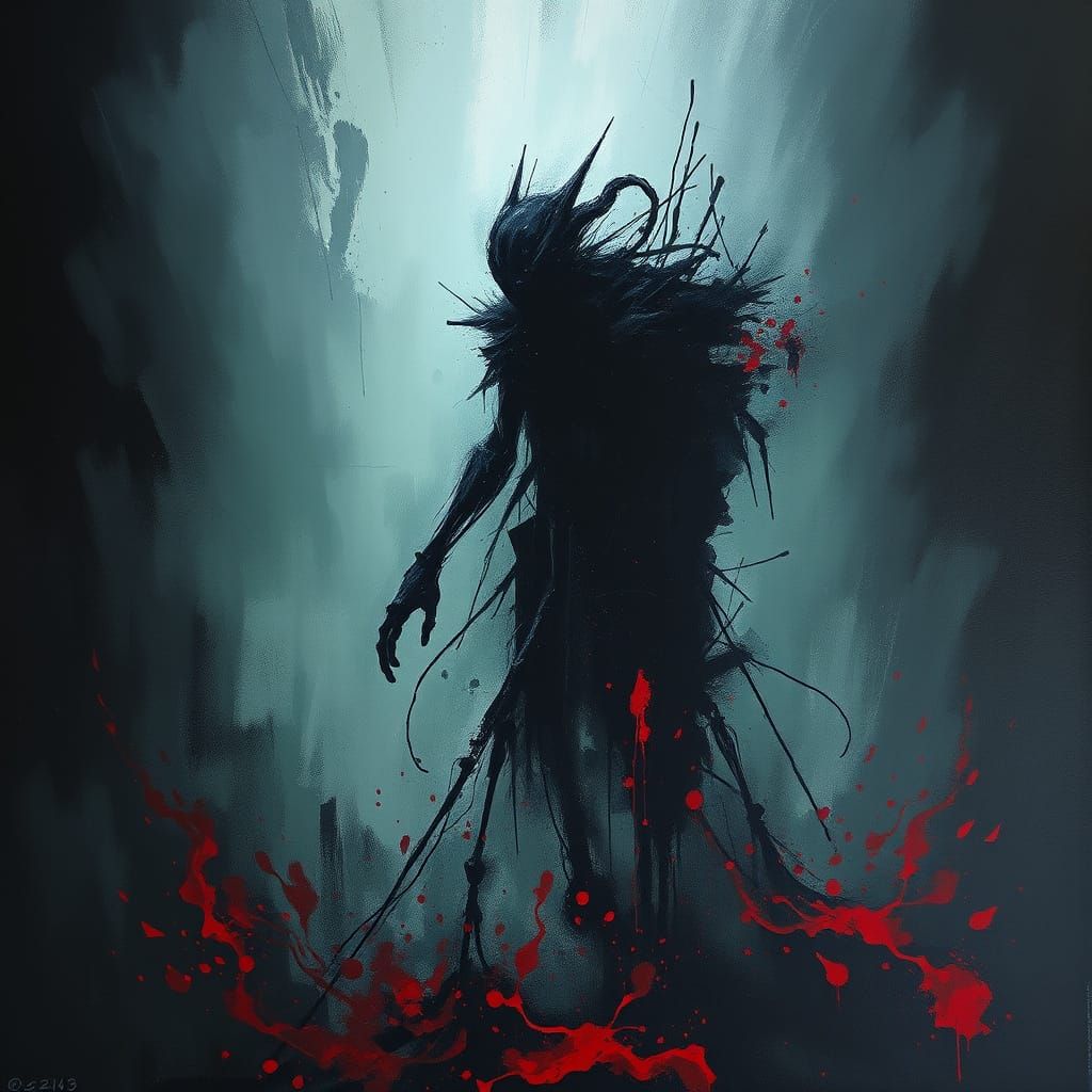 Macabre Waltz in Dark, Ominous Abstraction