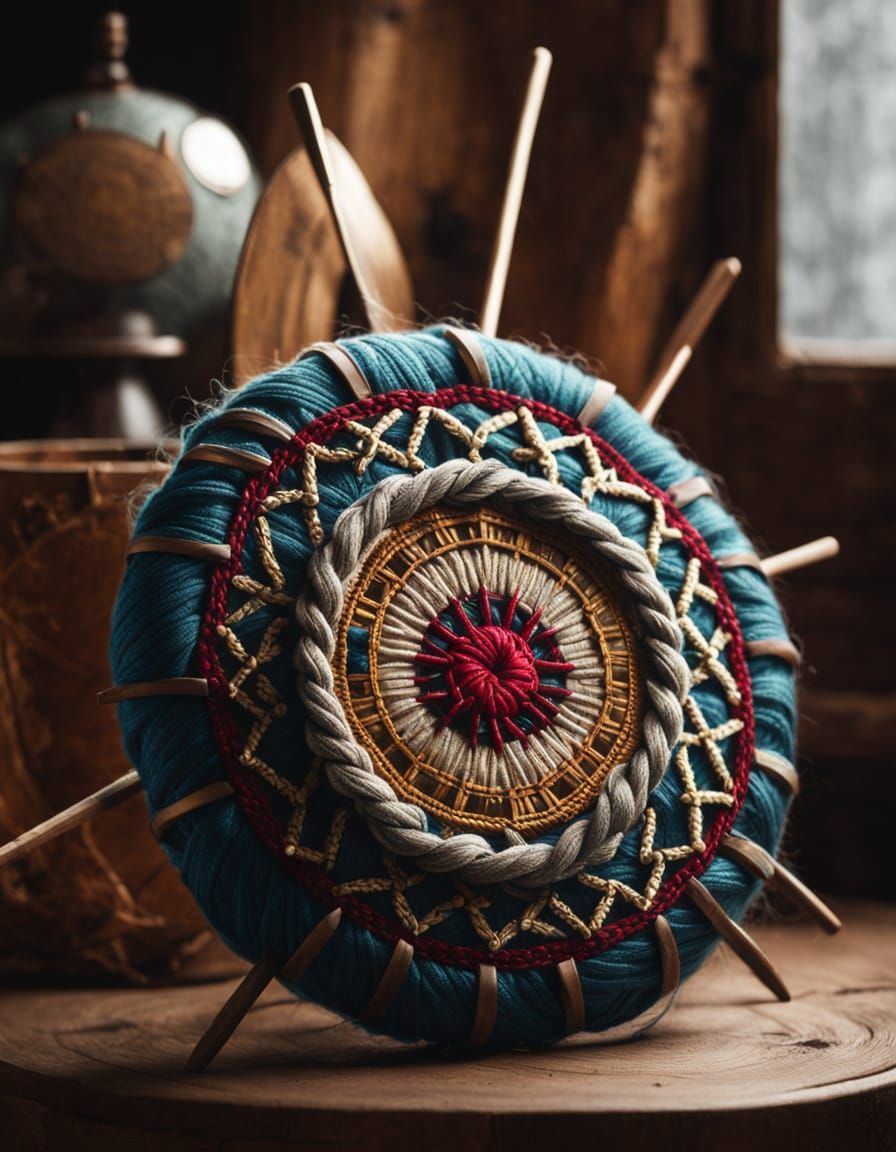 Viking Maiden Yarn Bomb Shield in Mixed Media