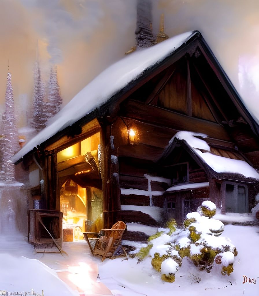 Cozy Cottage Interior Oil Painting