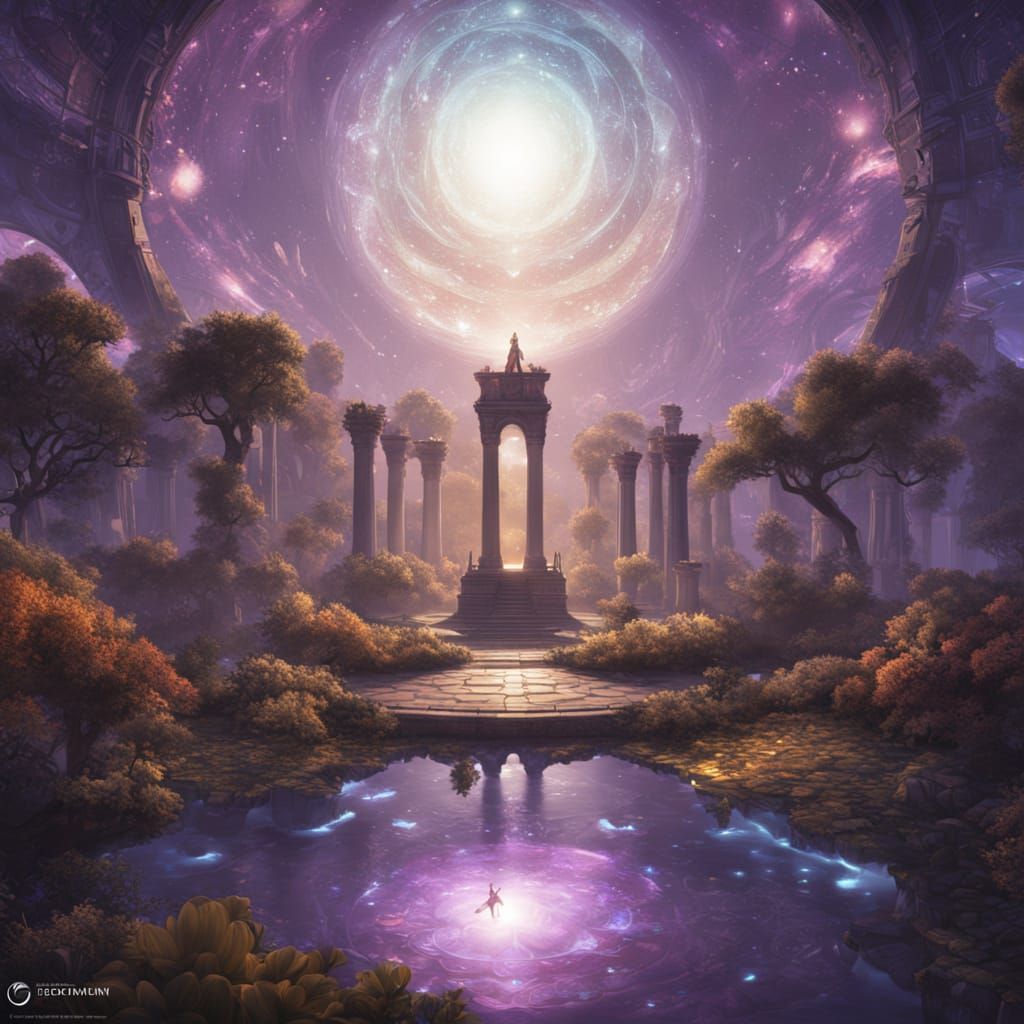 Celestial Goddess Meditating in Cosmic Lotus Position