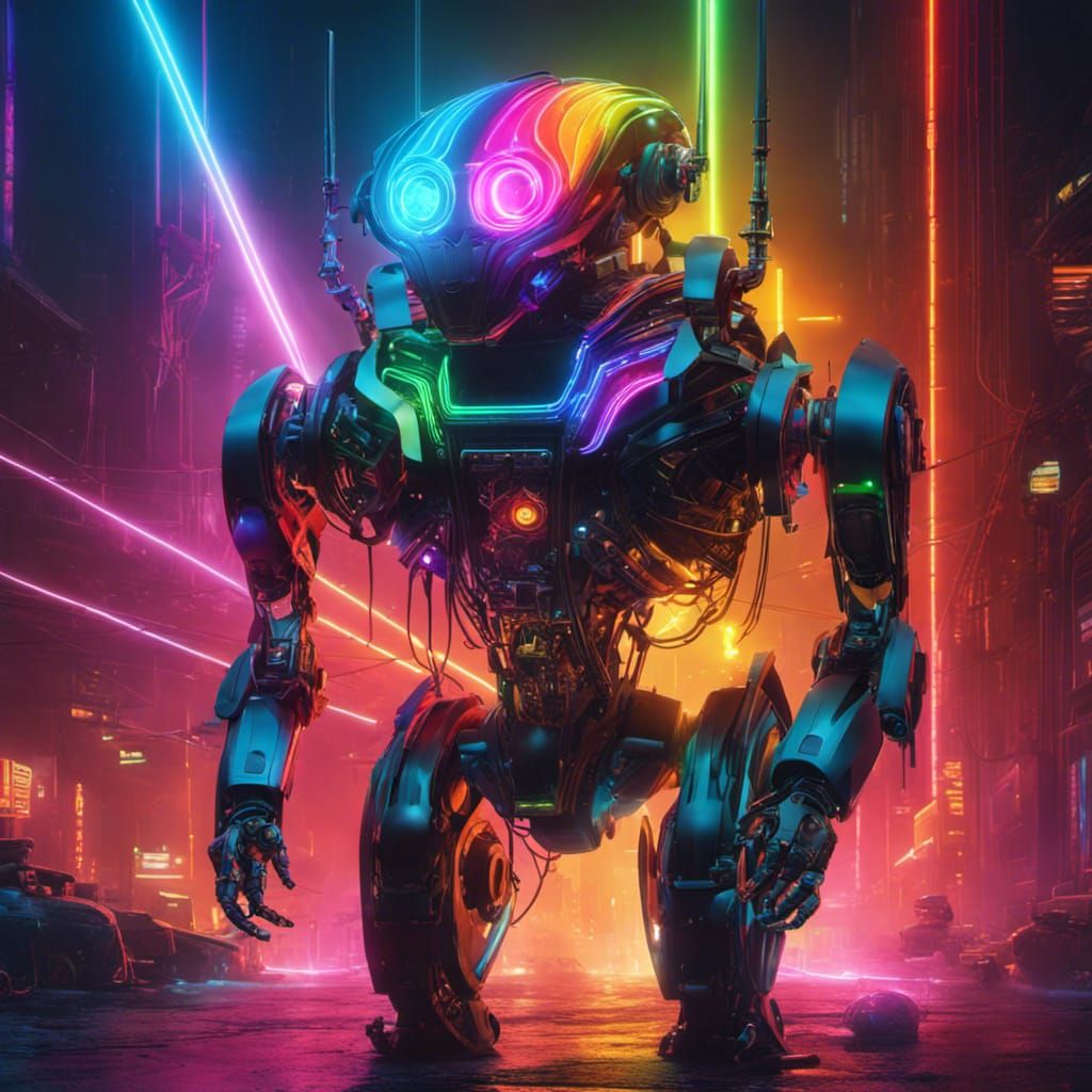 Rainbow Robot of Death in Cybernetic Folk Art