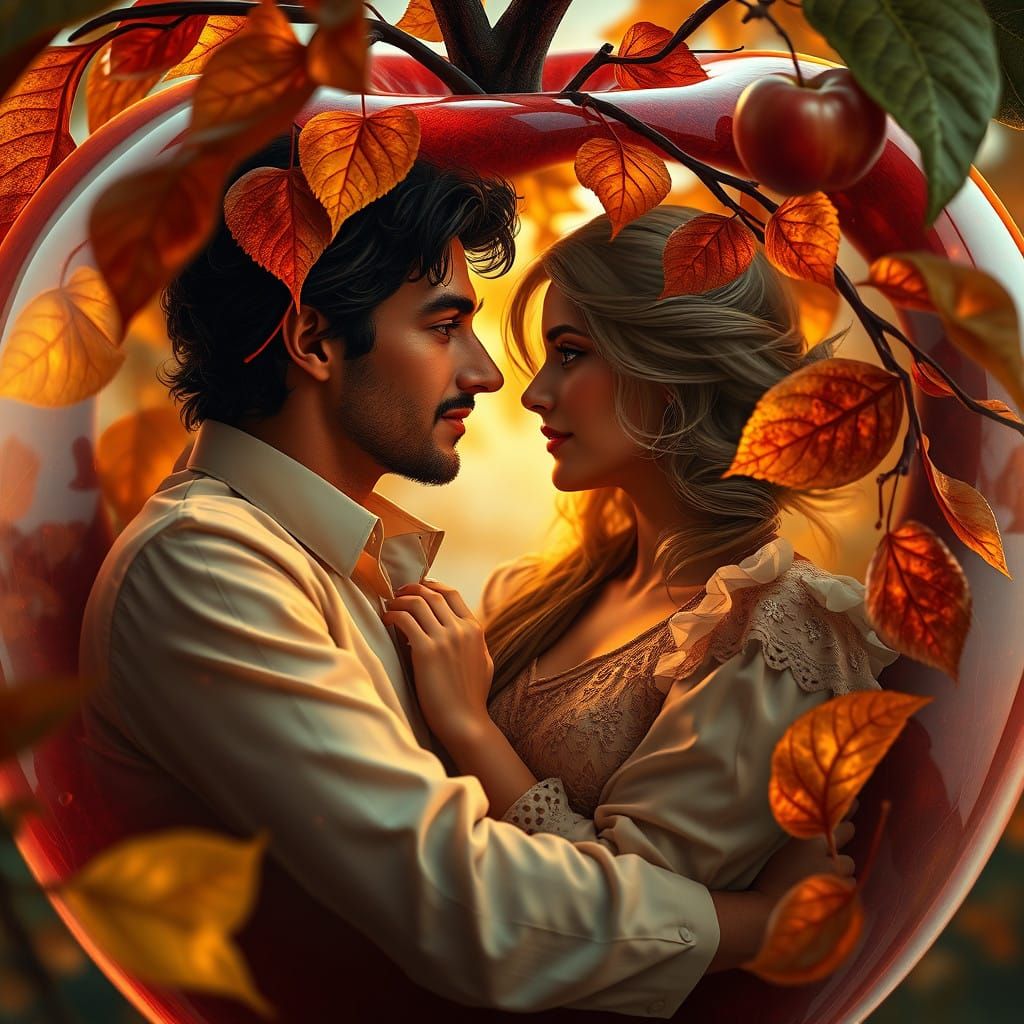 Love in Bloom Inside a Luminous Apple