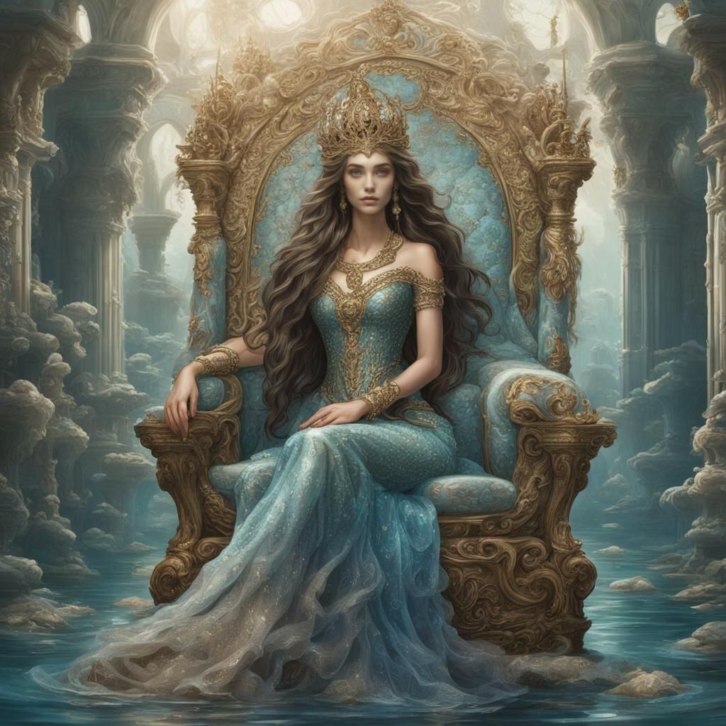 Mermaid Queen on Water Throne