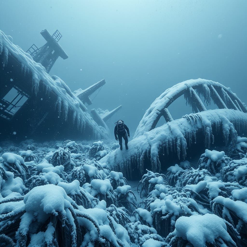 Underwater Shipwreck Scene in Digital Painting Style