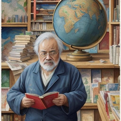 Charming Map Shop in Gouache Style