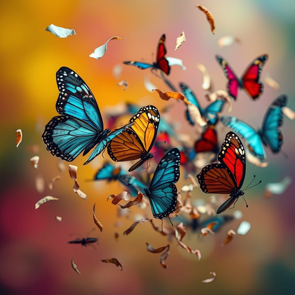 Butterflies Emerge from Pencil Shavings in Hyperrealistic St...