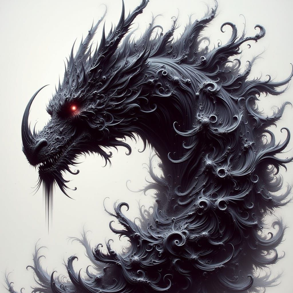 Double Exposure Dragon in Dark Reality