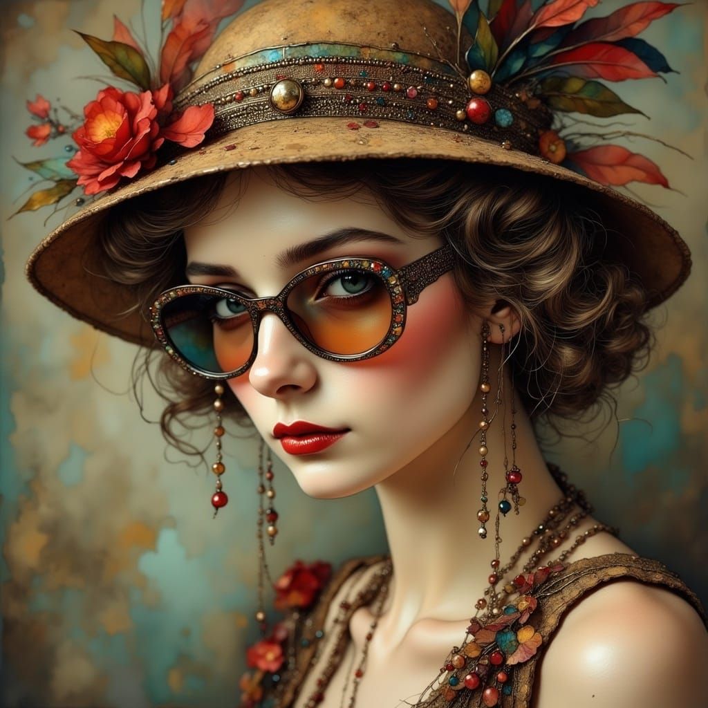 Flapper Girl in Feathered Hat, 1920s Style