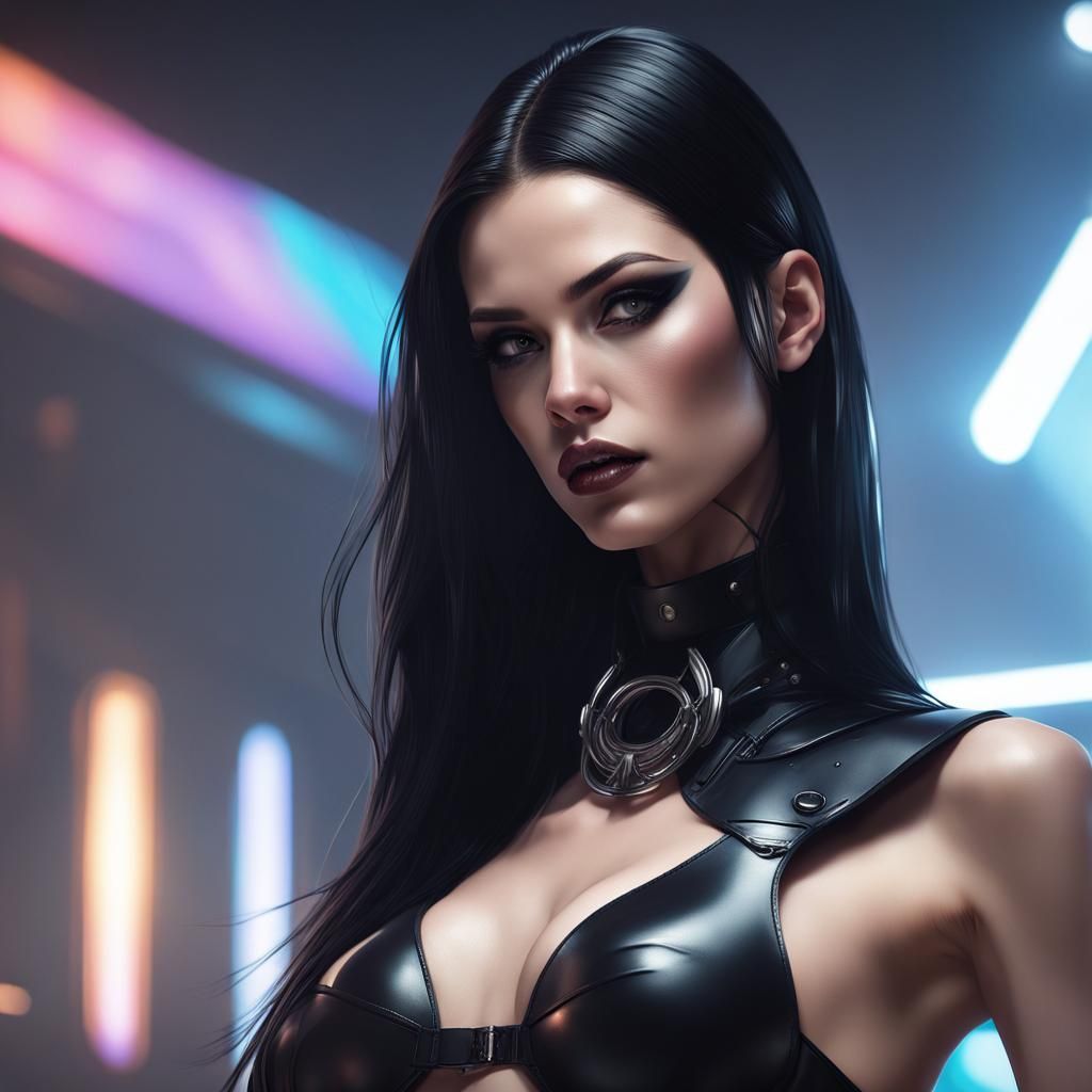 Glamour Model in Sci-Fi Latex: Hyperdetailed Portrait