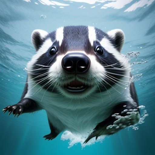 Badger Plunges into Water in a Splashy Dive