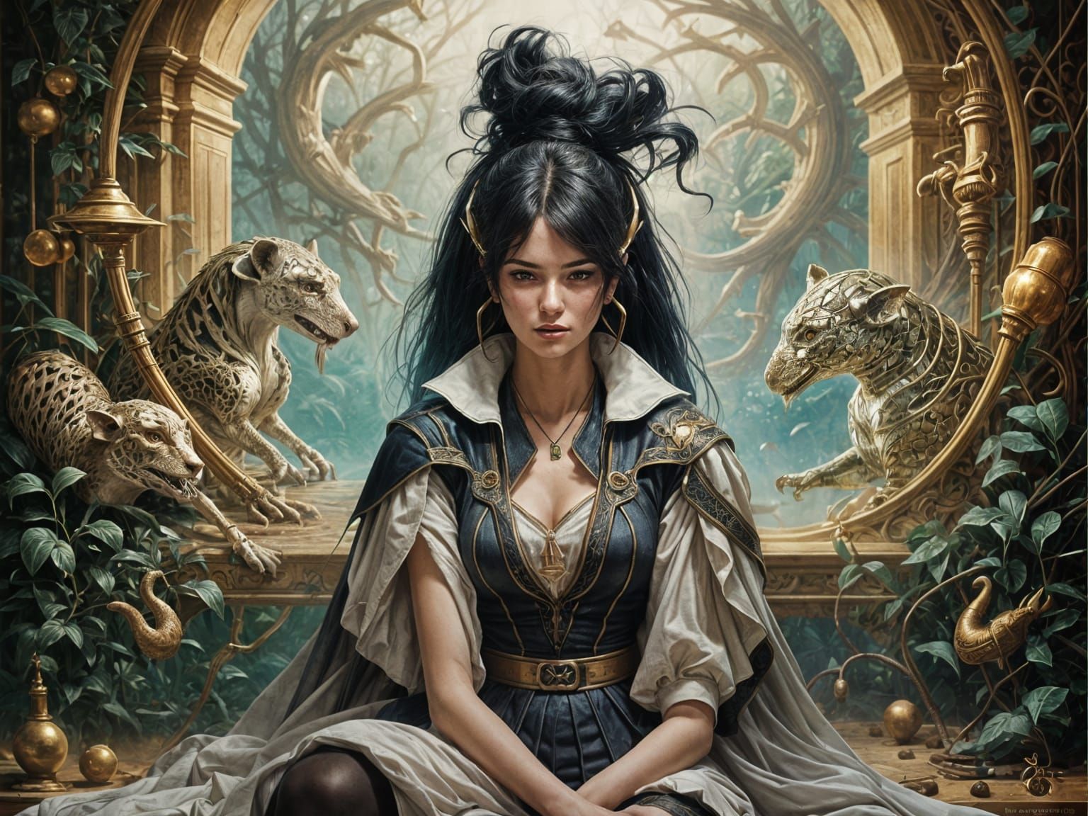 Serene Figure Waiting in Splash Art Style