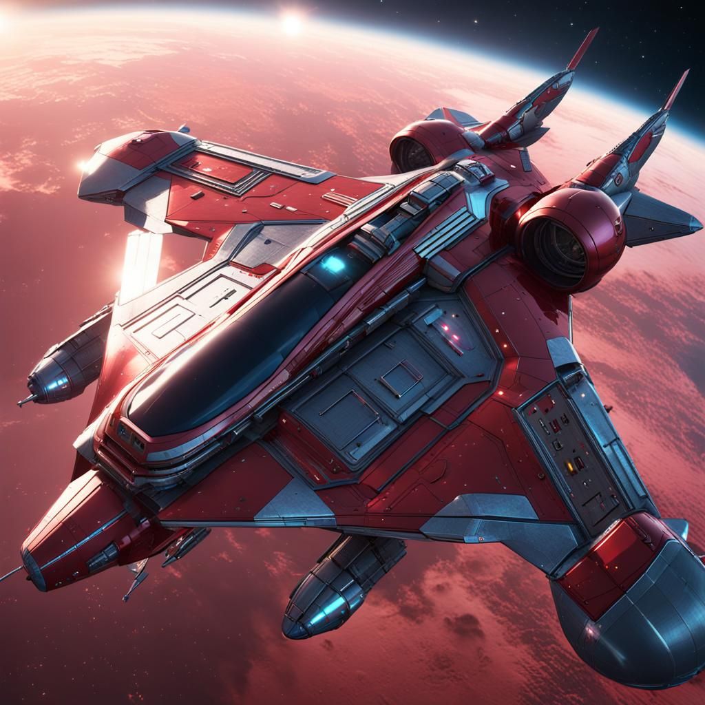 Retro Sci-Fi Starfighter in 3D Cinematic Style