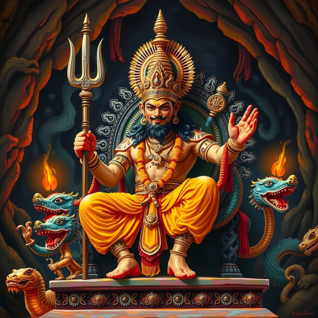 Powerful Asura King Hiranyakashipu in Majestic Regalia