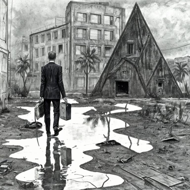 Hyperdetailed Charcoal Drawing of a Man in a Suit