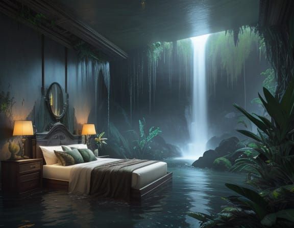 Surreal Waterfall Portal Transports Child to Jungle Paradise