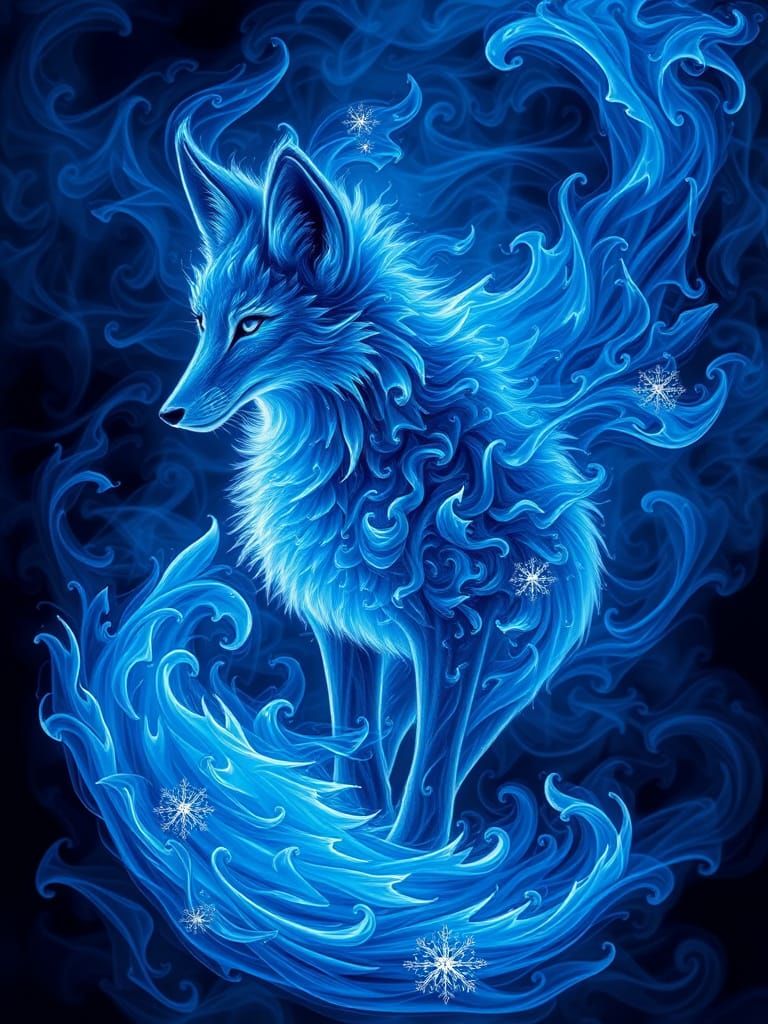 Surreal, Ethereal Fox Born from Celestial Inferno