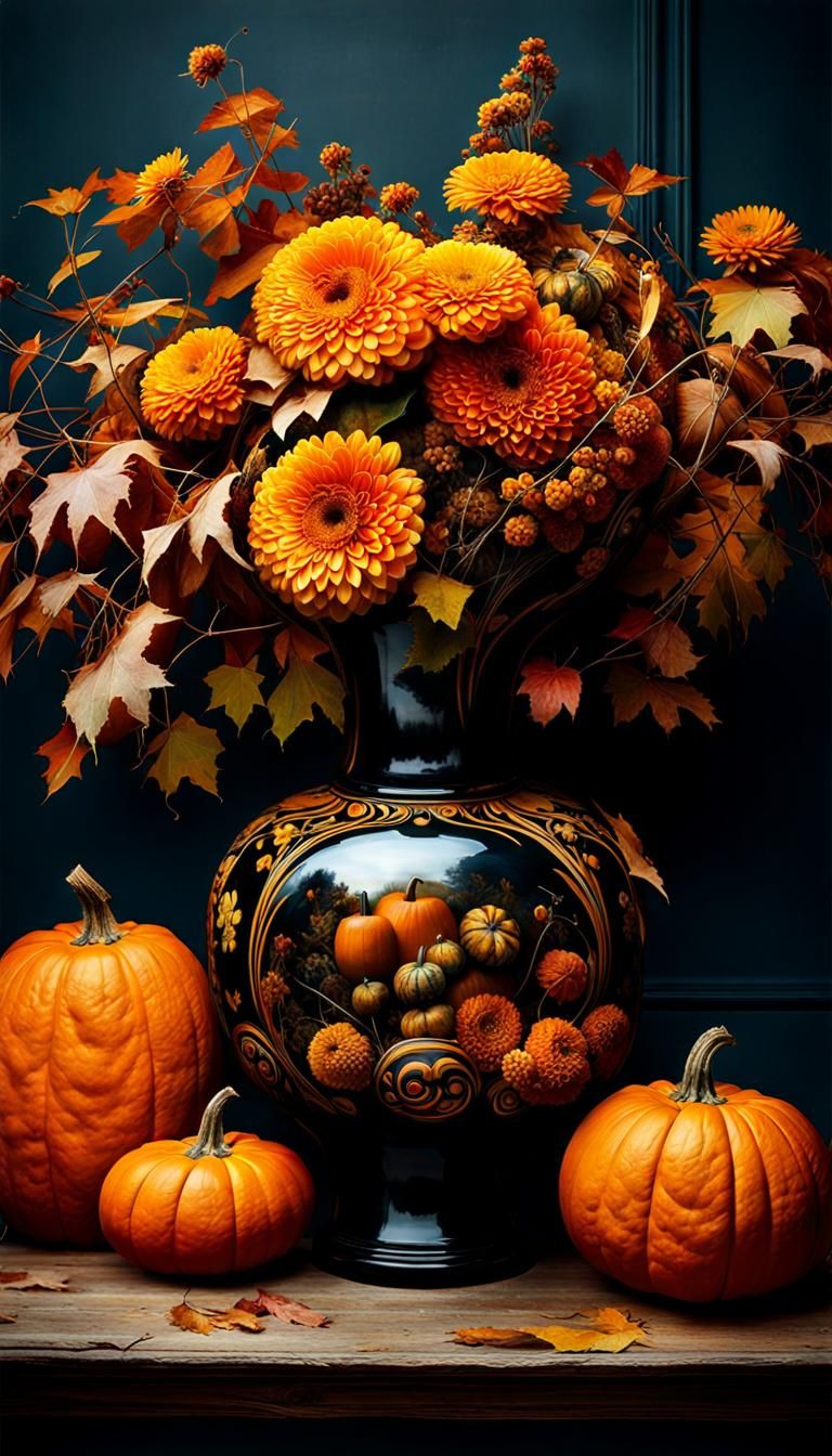 Bohemian Witch's Vase in Autumn Fantasy Still Life