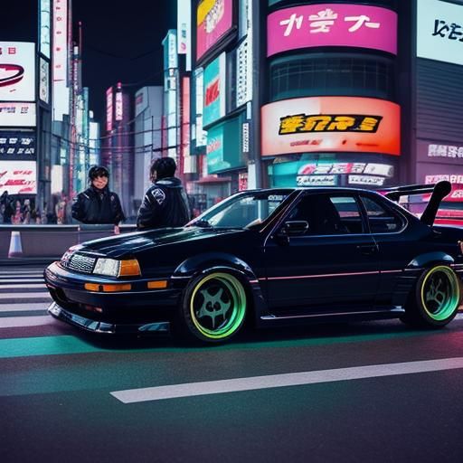 Two JDM Cars Drifting in Neon Tokyo