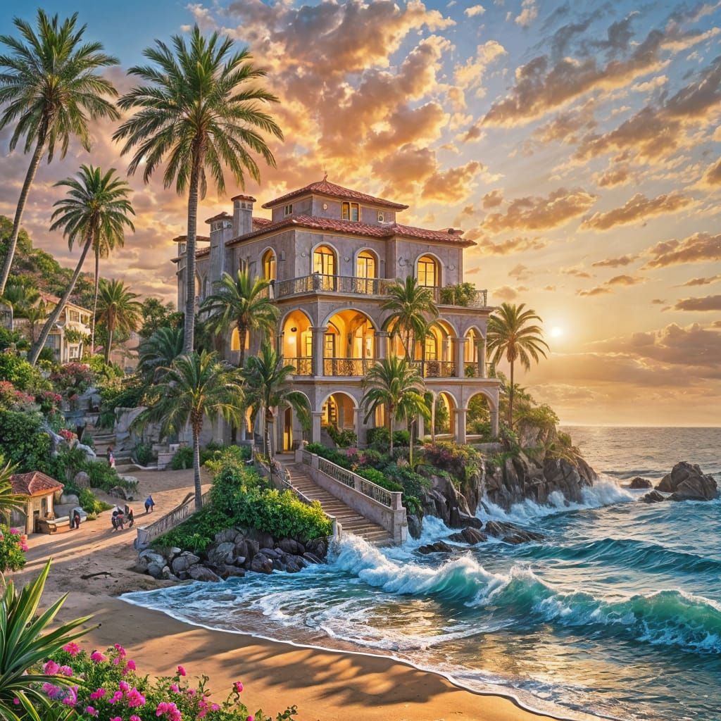 Mediterranean Beach House with Sea View