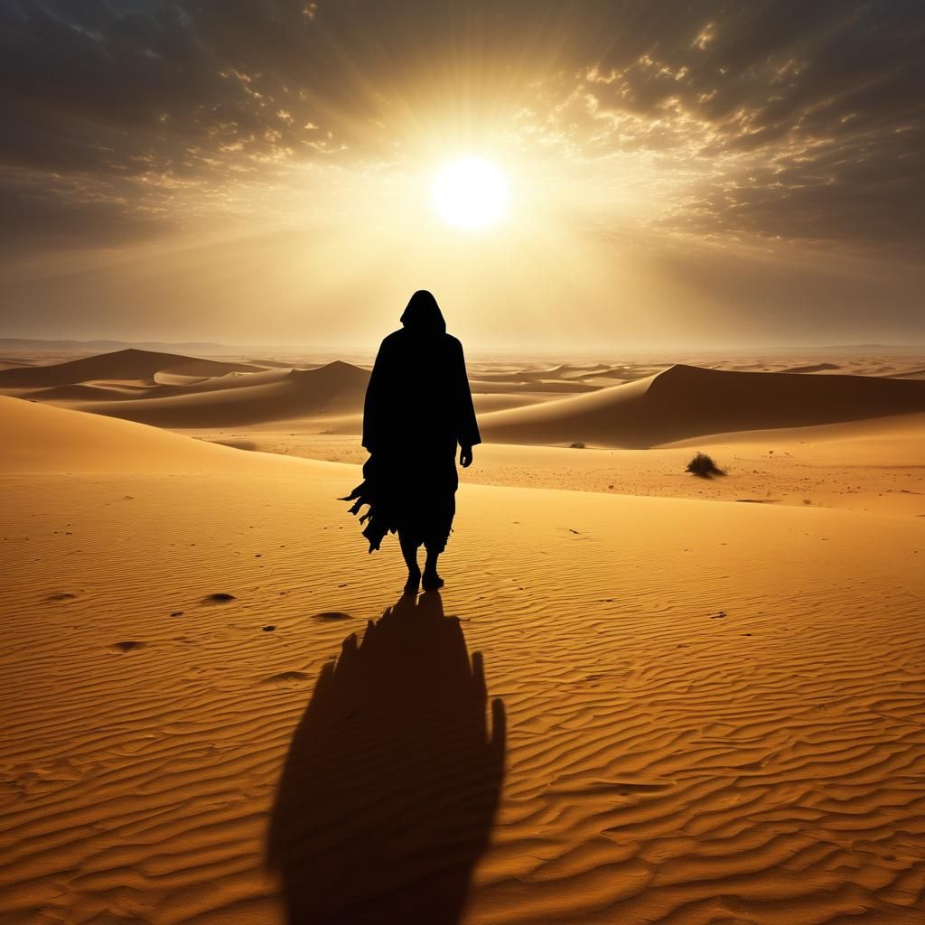 Sahara Desert: Solitary Nomad in Harsh Sunlight