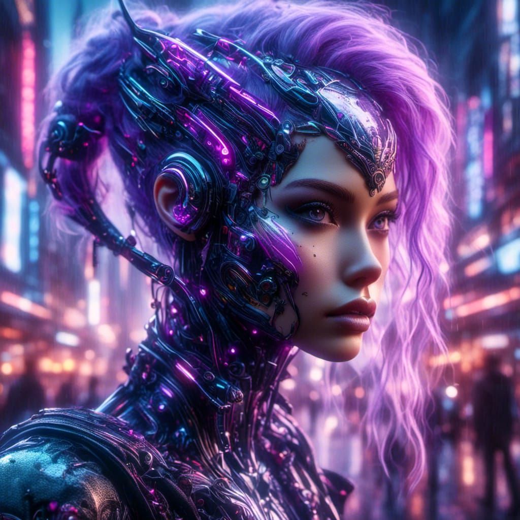 Purple cyber girl