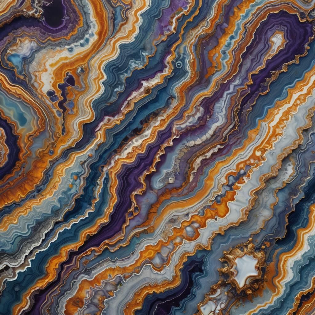 Detailed Crazy Lace Agate Cross-Section in Splash Art