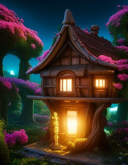 Fairytale Bonsai Cottage in Flowery Forest