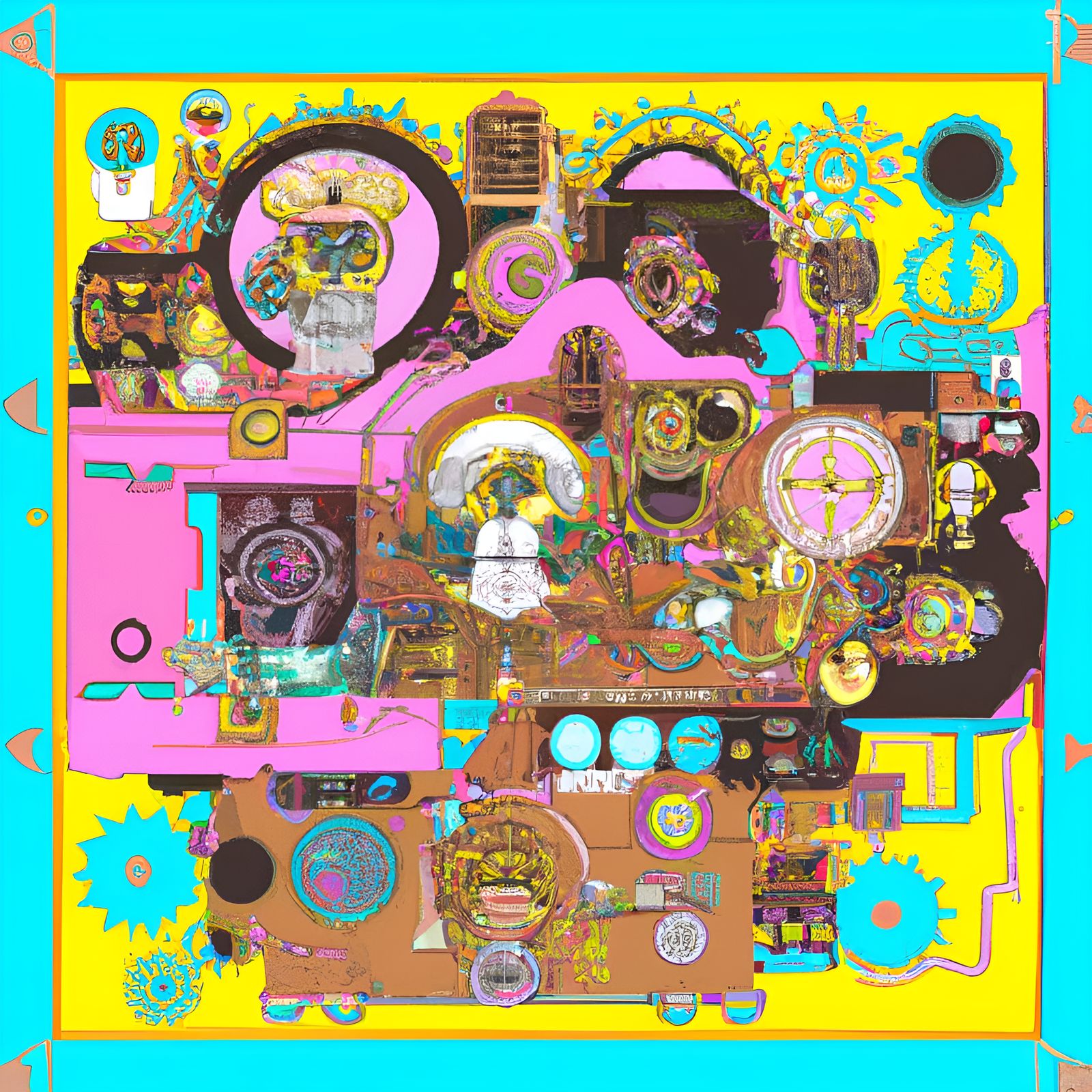 Steampunk Spacecore Pop Art Collage Screen Print