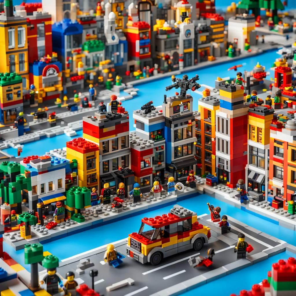 Marvel Superheroes in a Lego City