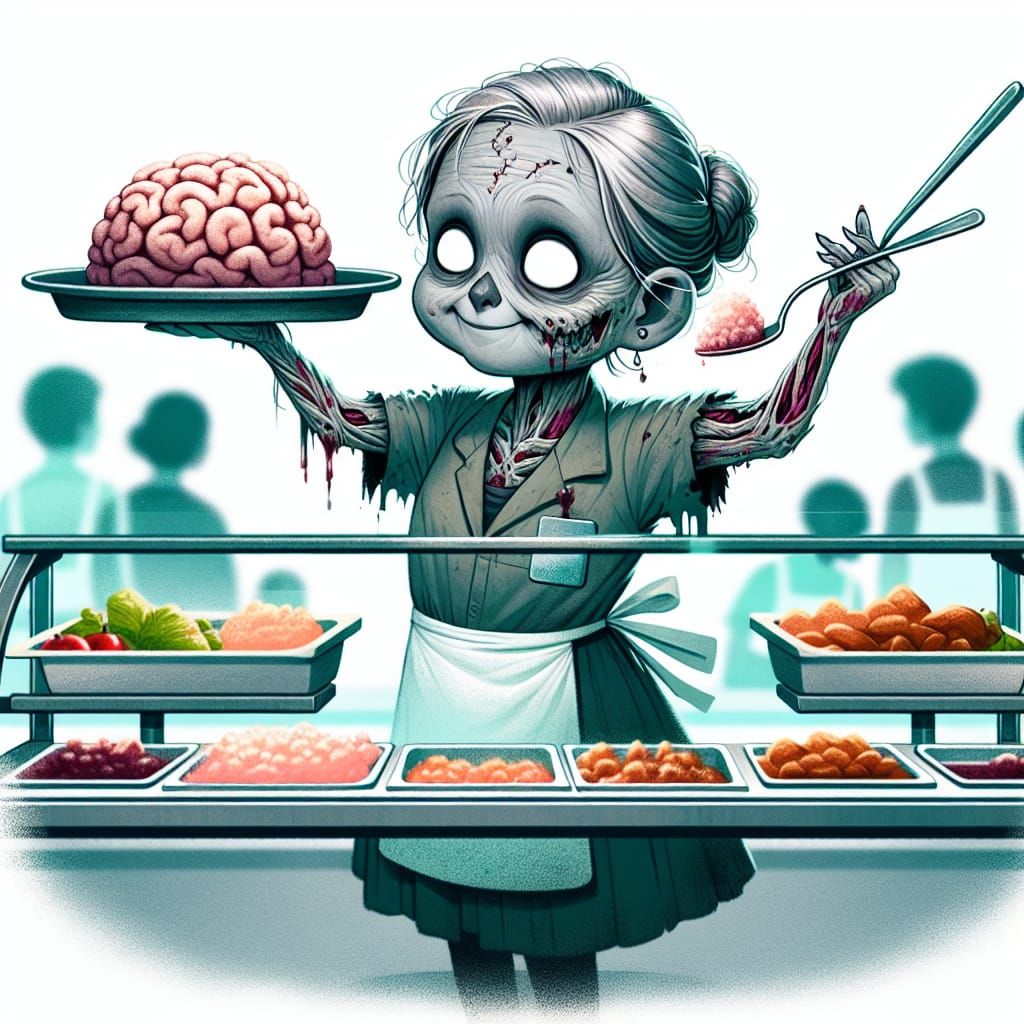 Undead Cafeteria Lady Digital Illustration