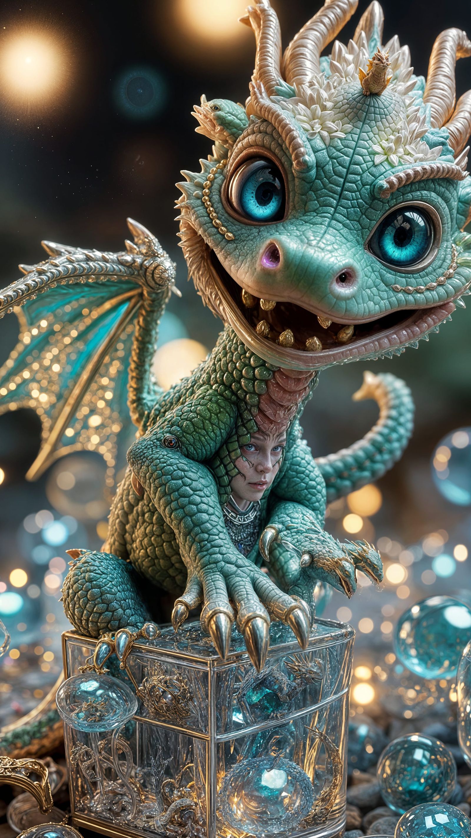 Cute Miniature Dragon in Jewelry Box, Anime Art