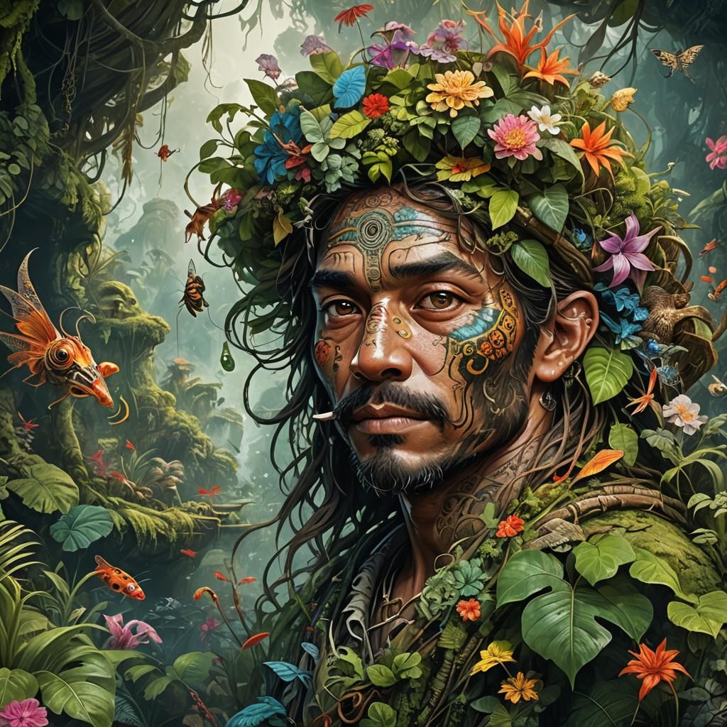 Detailed Jungle Boat Portrait in Forest