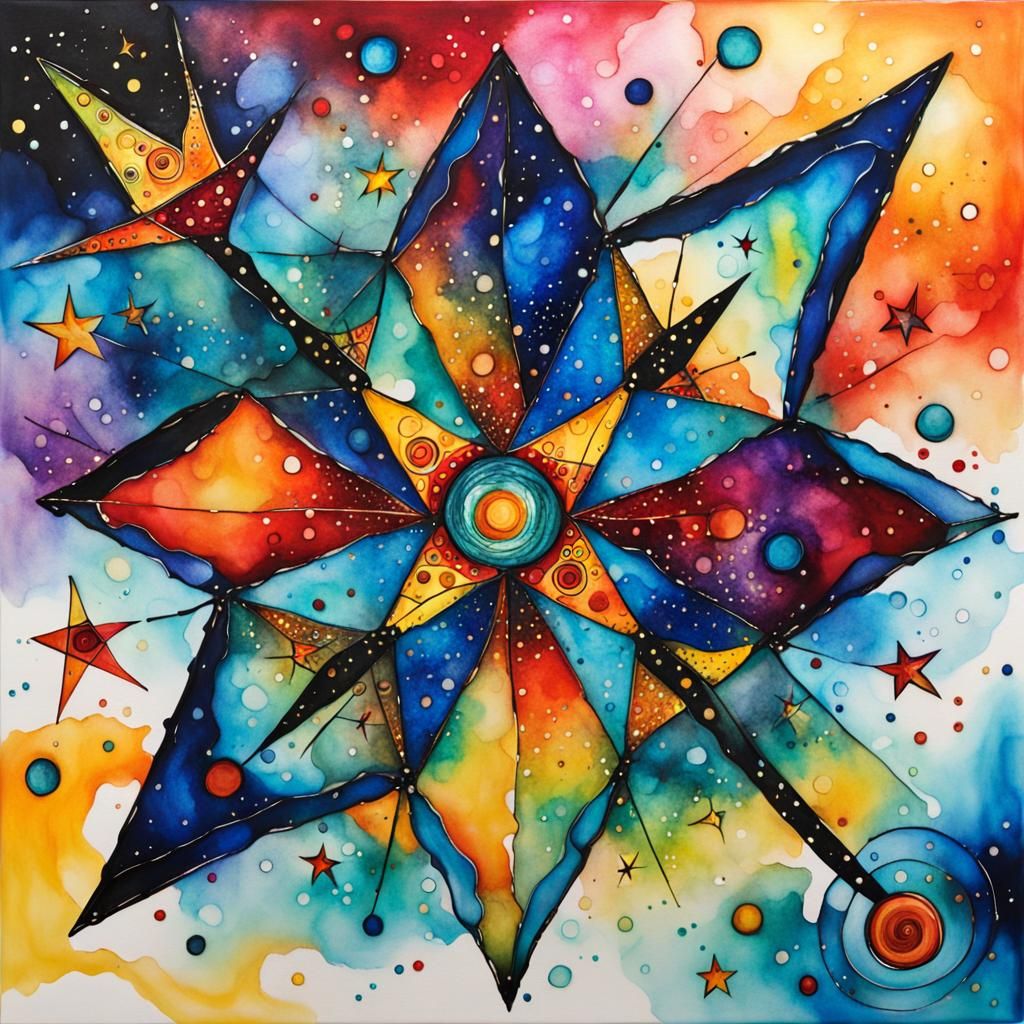Alcohol Ink Stars in Abstract Dreamtime Style