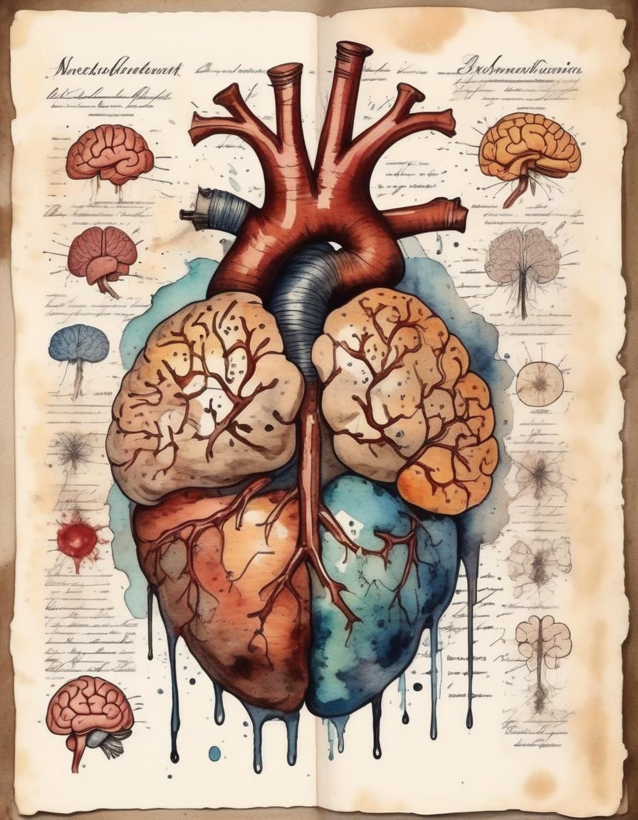 Brain and Heart Hybrid Anatomy Diagram