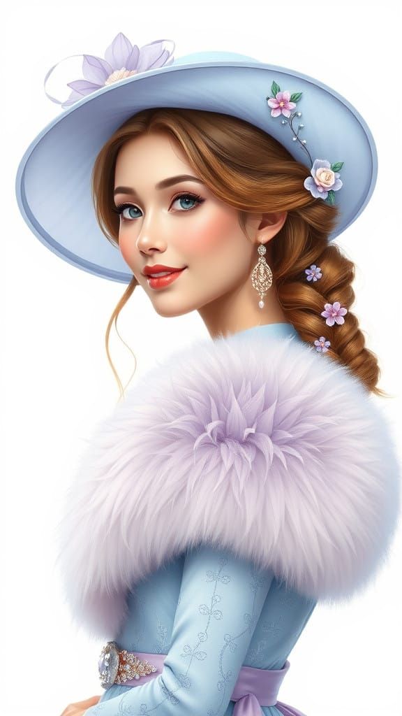 Full body length, enchanting, highly detailed, realistic oil painting inked with delicate precision of a young elegant w...