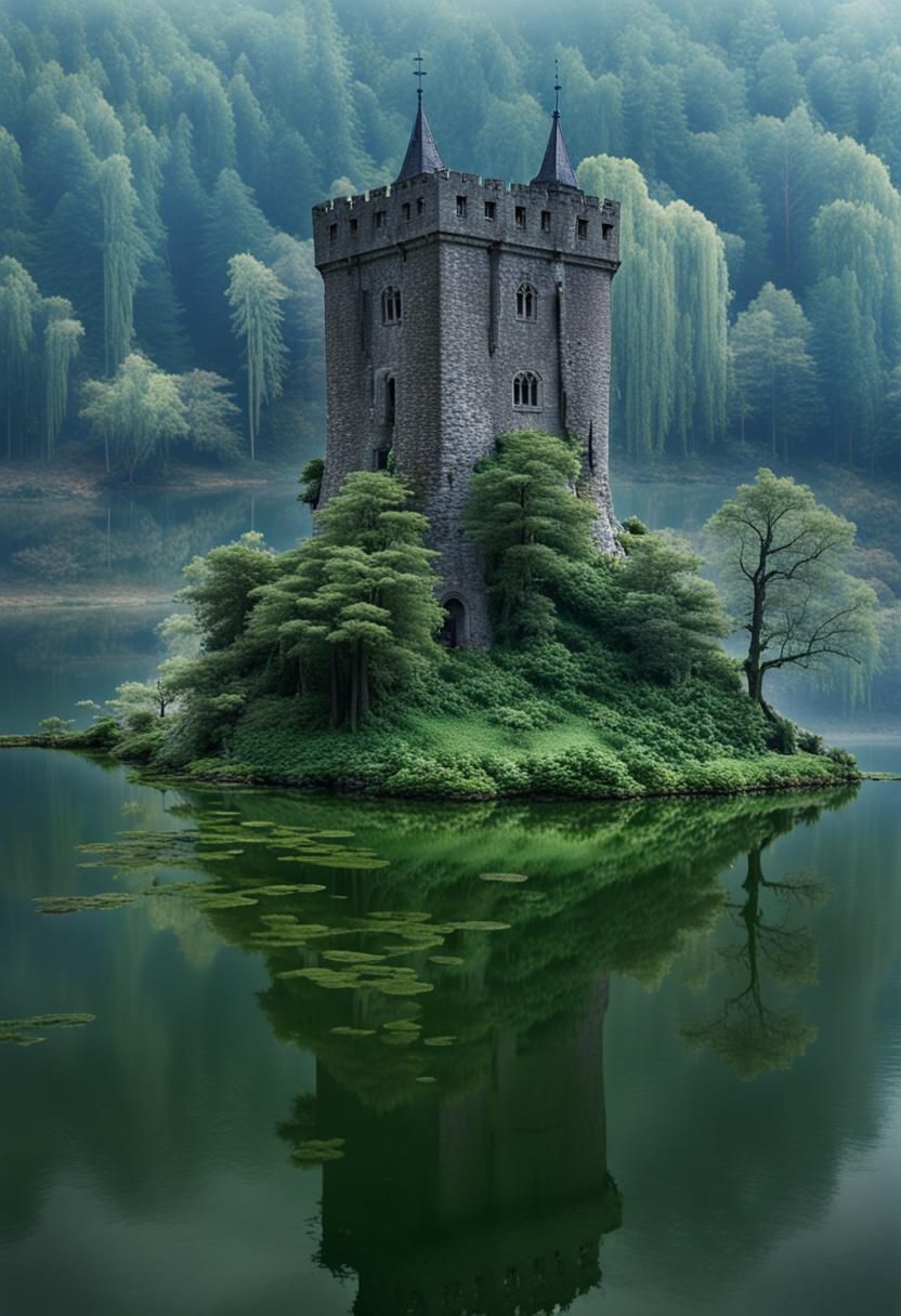 Castle Tower Island in Emerald Lake