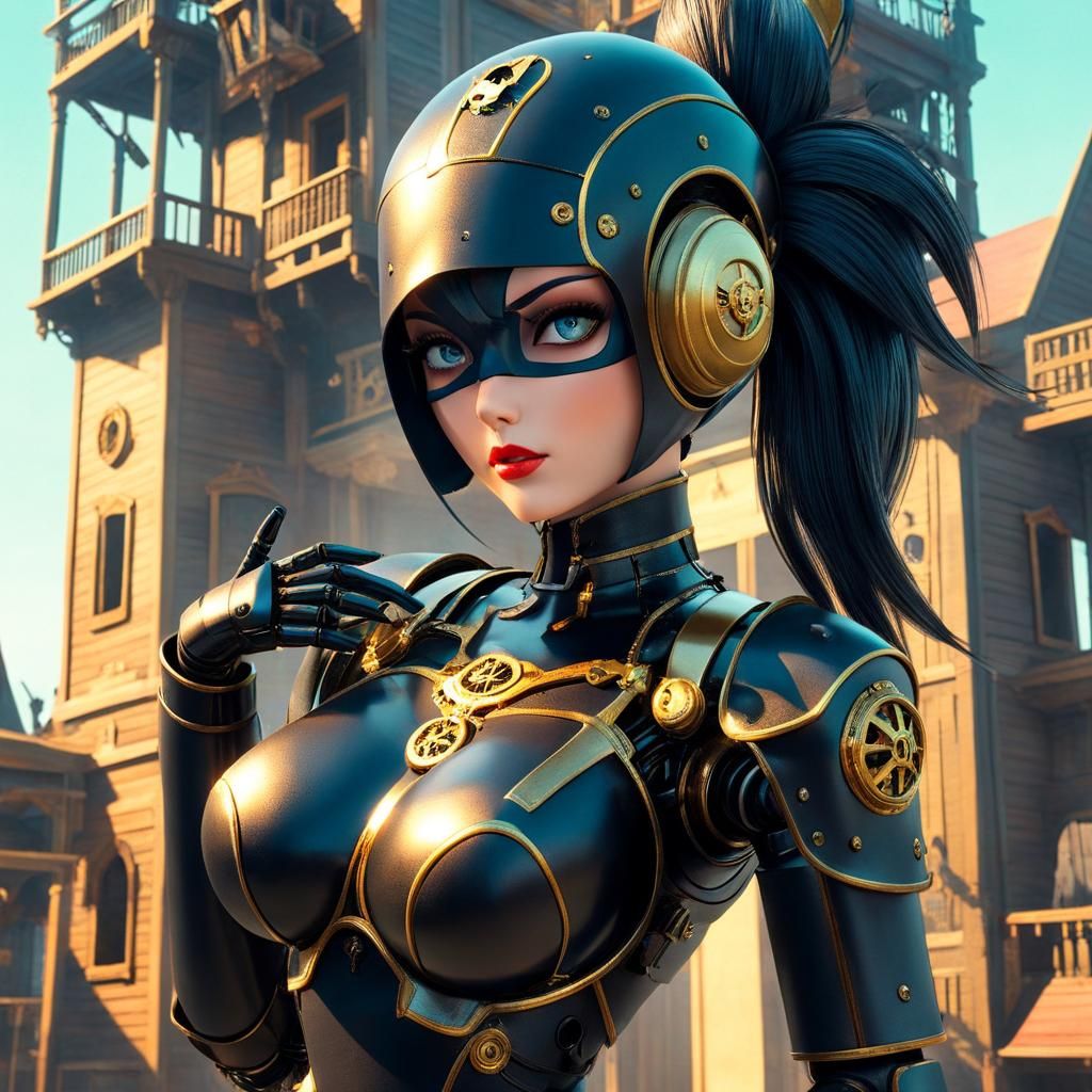 Fembot Pirate in Art Nouveau Rococo Style