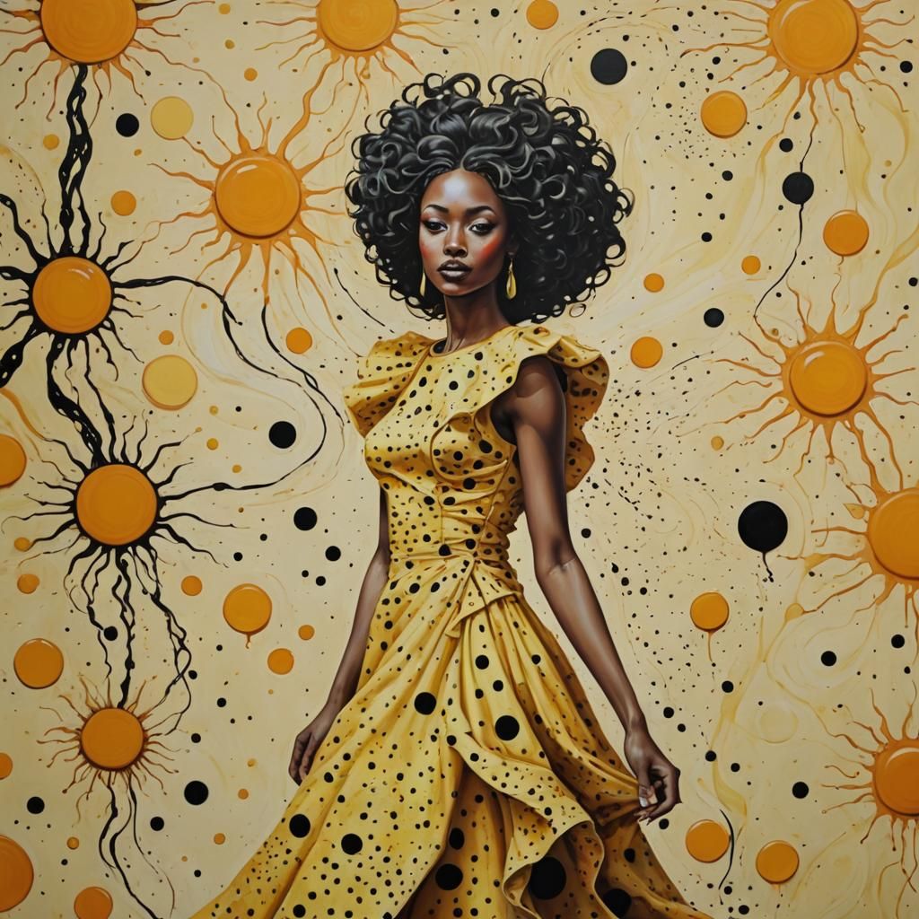 Surreal African American Queen in Body Art Style