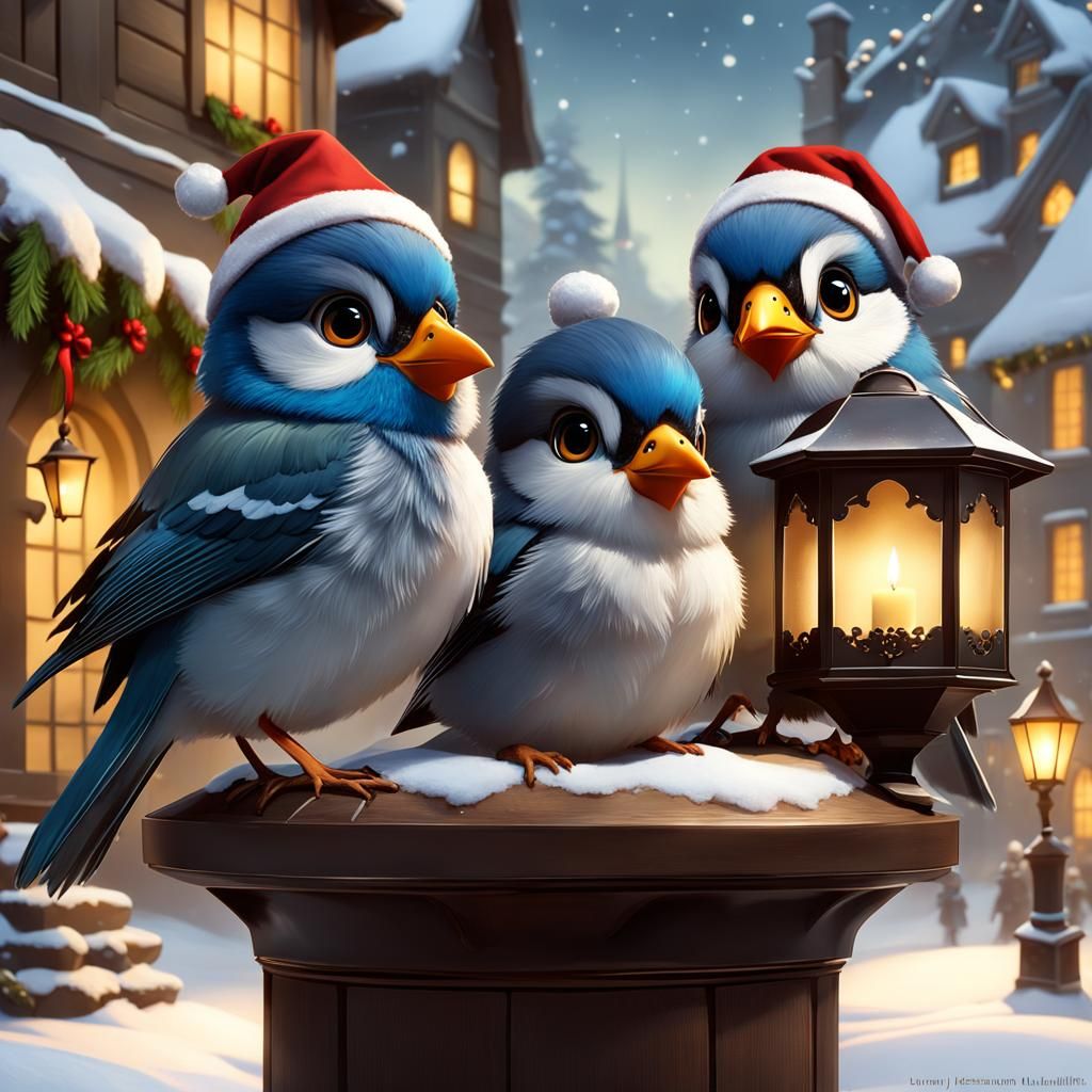 Chibi-Style Christmas Carolers with Fluffy Feathers