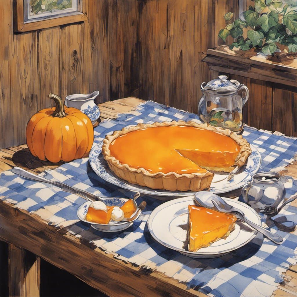 Delicious Pumpkin Pie Slice in Araki-Shinkawa Style