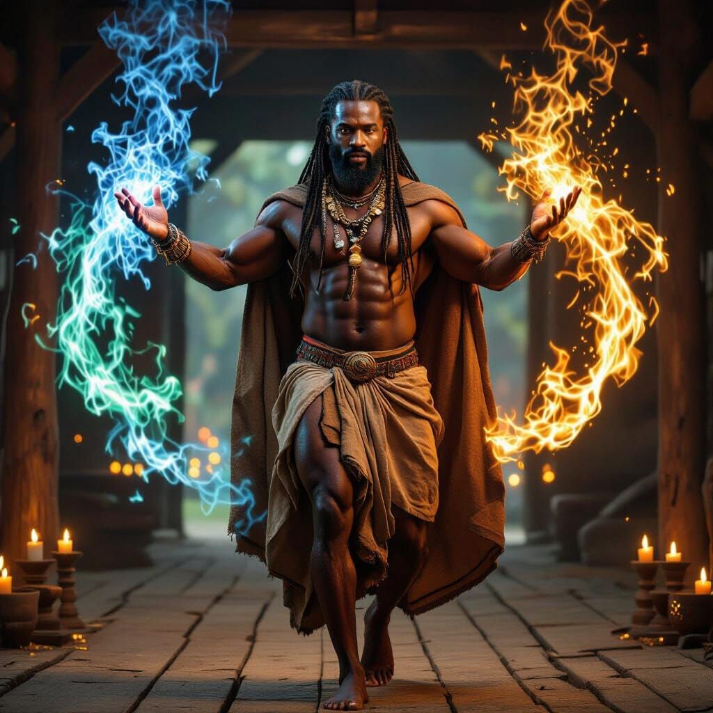 Nigerian Wizard Unleashing Magical Energy in Photorealistic ...
