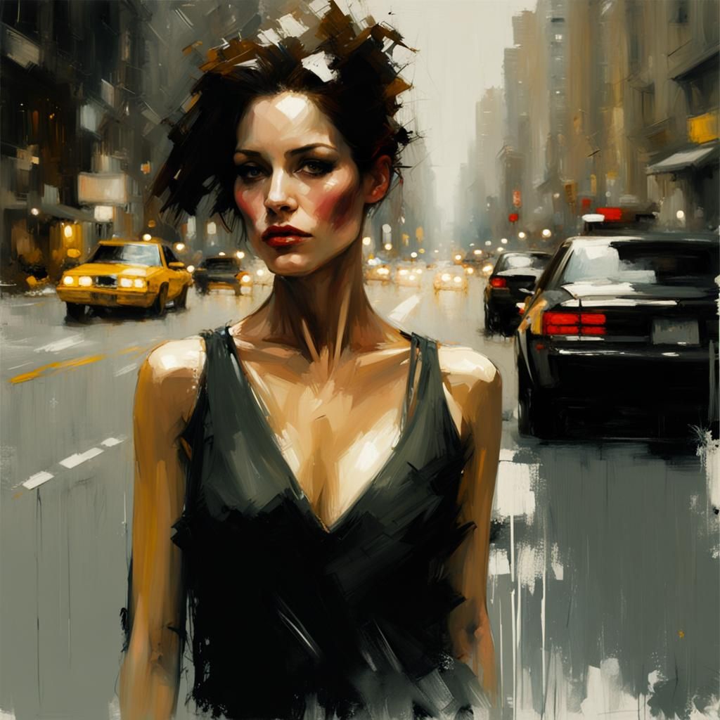 Expressive Portrait of a Woman in Urban Style