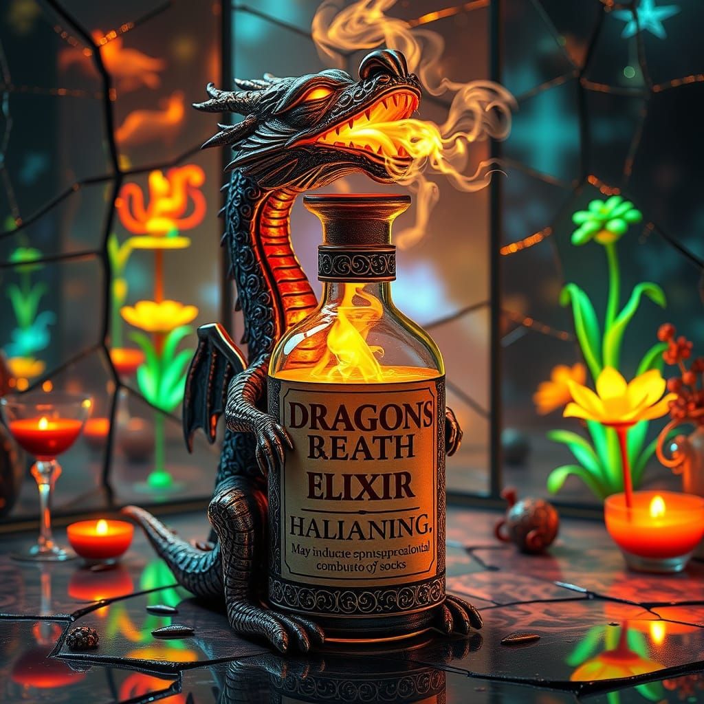 Magical Potion Bottle in Miniature Dragon Shape with Recycle...