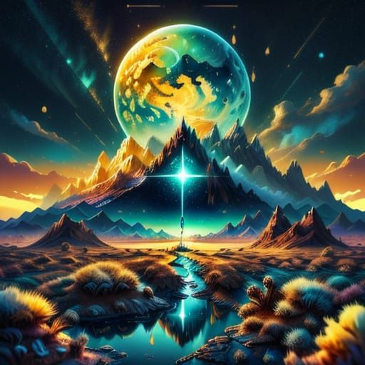 Surreal Desert Landscape Collage in Dreamlike Style