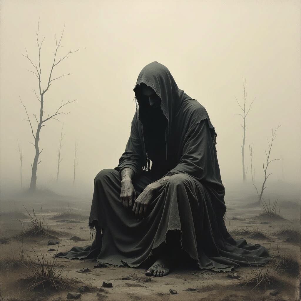 Oppressive Fog Landscape in Francis Bacon Style